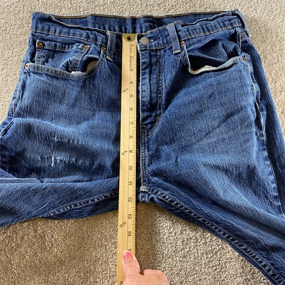 Levi's 514 Straight Fit Jeans Mens 34x32 Blue Distressed Denim‎ Western